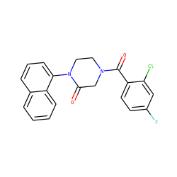 O=C(c1ccc(F)cc1Cl)N1CCN(c2cccc3ccccc23)C(=O)C1 ZINC000059275499