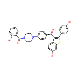O=C(c1ccc(N2CCN(C(=O)c3ccccc3O)CC2)cc1)c1c(-c2ccc(O)cc2)sc2cc(O)ccc12 ZINC000028123012