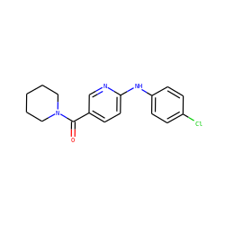 O=C(c1ccc(Nc2ccc(Cl)cc2)nc1)N1CCCCC1 ZINC000001340937