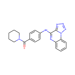 O=C(c1ccc(Nc2nc3ccccc3n3nnnc23)cc1)N1CCCCC1 ZINC000205766600