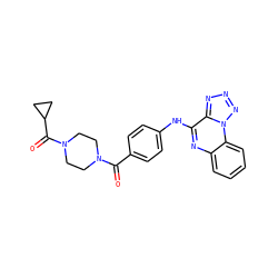 O=C(c1ccc(Nc2nc3ccccc3n3nnnc23)cc1)N1CCN(C(=O)C2CC2)CC1 ZINC000205746315