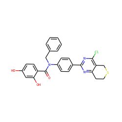 O=C(c1ccc(O)cc1O)N(Cc1ccccc1)c1ccc(-c2nc(Cl)c3c(n2)CCSC3)cc1 ZINC000653754883
