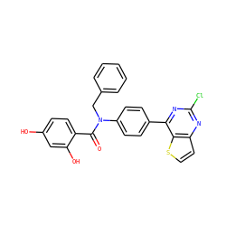 O=C(c1ccc(O)cc1O)N(Cc1ccccc1)c1ccc(-c2nc(Cl)nc3ccsc23)cc1 ZINC000653667576