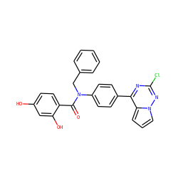 O=C(c1ccc(O)cc1O)N(Cc1ccccc1)c1ccc(-c2nc(Cl)nn3cccc23)cc1 ZINC000653754924