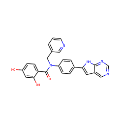 O=C(c1ccc(O)cc1O)N(Cc1cccnc1)c1ccc(-c2cc3cncnc3[nH]2)cc1 ZINC000653762264