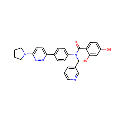 O=C(c1ccc(O)cc1O)N(Cc1cccnc1)c1ccc(-c2ccc(N3CCCC3)nn2)cc1 ZINC000653763865