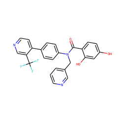 O=C(c1ccc(O)cc1O)N(Cc1cccnc1)c1ccc(-c2ccncc2C(F)(F)F)cc1 ZINC000653676808