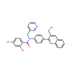 O=C(c1ccc(O)cc1O)N(Cc1cccnc1)c1ccc(-c2nc3ccccc3cc2CO)cc1 ZINC000653747929