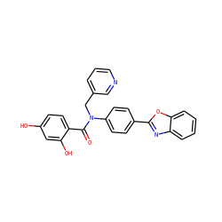 O=C(c1ccc(O)cc1O)N(Cc1cccnc1)c1ccc(-c2nc3ccccc3o2)cc1 ZINC000653666690