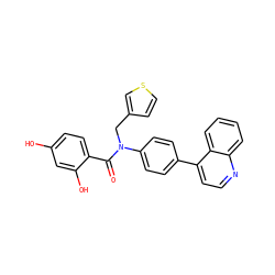 O=C(c1ccc(O)cc1O)N(Cc1ccsc1)c1ccc(-c2ccnc3ccccc23)cc1 ZINC000653667754