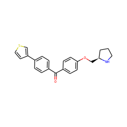 O=C(c1ccc(OC[C@H]2CCCN2)cc1)c1ccc(-c2ccsc2)cc1 ZINC000039257802