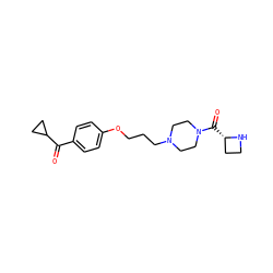 O=C(c1ccc(OCCCN2CCN(C(=O)[C@H]3CCN3)CC2)cc1)C1CC1 ZINC000013444862