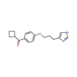 O=C(c1ccc(OCCCc2c[nH]cn2)cc1)C1CCC1 ZINC000013814557