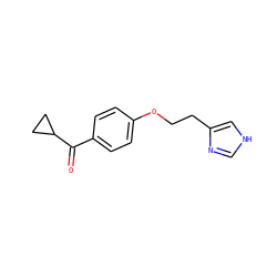 O=C(c1ccc(OCCc2c[nH]cn2)cc1)C1CC1 ZINC000026401599