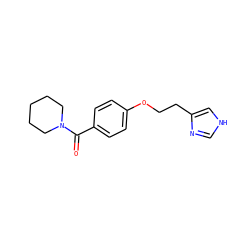 O=C(c1ccc(OCCc2c[nH]cn2)cc1)N1CCCCC1 ZINC000013758832