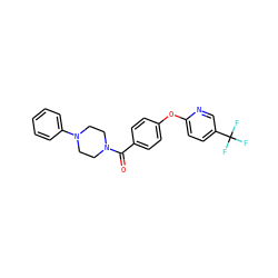 O=C(c1ccc(Oc2ccc(C(F)(F)F)cn2)cc1)N1CCN(c2ccccc2)CC1 ZINC000004106479