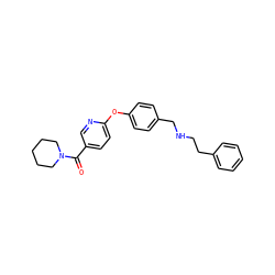 O=C(c1ccc(Oc2ccc(CNCCc3ccccc3)cc2)nc1)N1CCCCC1 ZINC000028826393