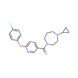 O=C(c1ccc(Oc2ccc(F)cc2)nc1)N1CCCN(C2CC2)CC1 ZINC000053243566