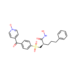 O=C(c1ccc(S(=O)(=O)C[C@H](CCCc2ccccc2)C(=O)NO)cc1)c1cc[n+]([O-])cc1 ZINC000029247543