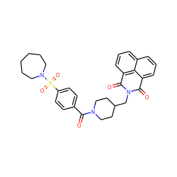 O=C(c1ccc(S(=O)(=O)N2CCCCCC2)cc1)N1CCC(CN2C(=O)c3cccc4cccc(c34)C2=O)CC1 ZINC000008687391