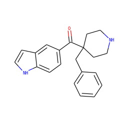 O=C(c1ccc2[nH]ccc2c1)C1(Cc2ccccc2)CCNCC1 ZINC000058582301