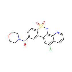O=C(c1ccc2c(c1)-c1cc(Cl)c3cccnc3c1NS2(=O)=O)N1CCOCC1 ZINC000205636253