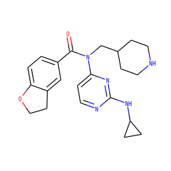 O=C(c1ccc2c(c1)CCO2)N(CC1CCNCC1)c1ccnc(NC2CC2)n1 ZINC000049072349