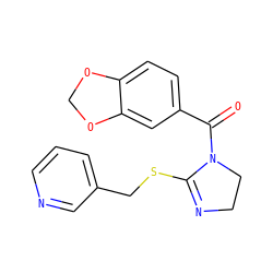O=C(c1ccc2c(c1)OCO2)N1CCN=C1SCc1cccnc1 ZINC000004061152