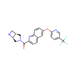 O=C(c1ccc2cc(Oc3ccc(C(F)(F)F)cn3)ccc2n1)N1C[C@@H]2CN[C@@H]2C1 ZINC001772579991
