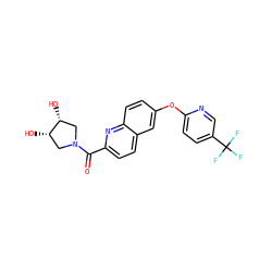 O=C(c1ccc2cc(Oc3ccc(C(F)(F)F)cn3)ccc2n1)N1C[C@H](O)[C@H](O)C1 ZINC001772573395
