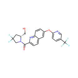 O=C(c1ccc2cc(Oc3ccc(C(F)(F)F)cn3)ccc2n1)N1CC(F)(F)C[C@@H]1CO ZINC001772592450