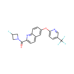 O=C(c1ccc2cc(Oc3ccc(C(F)(F)F)cn3)ccc2n1)N1CC(F)C1 ZINC001772574442