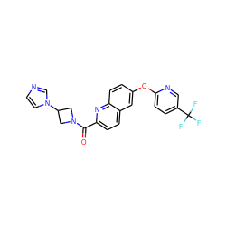 O=C(c1ccc2cc(Oc3ccc(C(F)(F)F)cn3)ccc2n1)N1CC(n2ccnc2)C1 ZINC001772578191