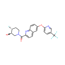 O=C(c1ccc2cc(Oc3ccc(C(F)(F)F)cn3)ccc2n1)N1CC[C@@H](F)[C@H](O)C1 ZINC001772621391