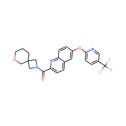 O=C(c1ccc2cc(Oc3ccc(C(F)(F)F)cn3)ccc2n1)N1CC2(CCCOC2)C1 ZINC001772597844