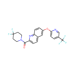 O=C(c1ccc2cc(Oc3ccc(C(F)(F)F)cn3)ccc2n1)N1CCC(F)(F)CC1 ZINC001772583125