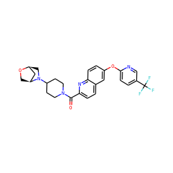 O=C(c1ccc2cc(Oc3ccc(C(F)(F)F)cn3)ccc2n1)N1CCC(N2C[C@H]3C[C@@H]2CO3)CC1 ZINC001772583560