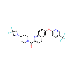 O=C(c1ccc2cc(Oc3ccc(C(F)(F)F)cn3)ccc2n1)N1CCC(N2CC(F)(F)C2)CC1 ZINC001772639801