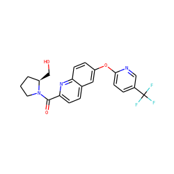 O=C(c1ccc2cc(Oc3ccc(C(F)(F)F)cn3)ccc2n1)N1CCC[C@H]1CO ZINC001772599261