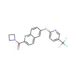 O=C(c1ccc2cc(Oc3ccc(C(F)(F)F)cn3)ccc2n1)N1CCC1 ZINC000584606362