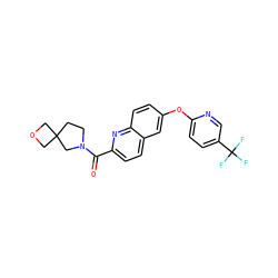 O=C(c1ccc2cc(Oc3ccc(C(F)(F)F)cn3)ccc2n1)N1CCC2(COC2)C1 ZINC001772606284