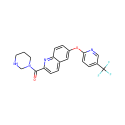 O=C(c1ccc2cc(Oc3ccc(C(F)(F)F)cn3)ccc2n1)N1CCCNC1 ZINC001772569992