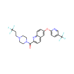 O=C(c1ccc2cc(Oc3ccc(C(F)(F)F)cn3)ccc2n1)N1CCN(CCC(F)(F)F)CC1 ZINC001772656927