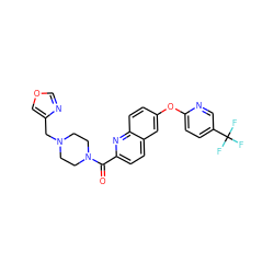O=C(c1ccc2cc(Oc3ccc(C(F)(F)F)cn3)ccc2n1)N1CCN(Cc2cocn2)CC1 ZINC001772620455