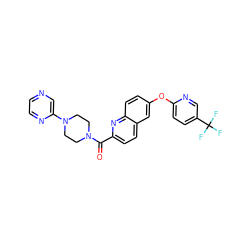 O=C(c1ccc2cc(Oc3ccc(C(F)(F)F)cn3)ccc2n1)N1CCN(c2cnccn2)CC1 ZINC001772580322