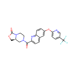 O=C(c1ccc2cc(Oc3ccc(C(F)(F)F)cn3)ccc2n1)N1CCN2C(=O)OC[C@@H]2C1 ZINC001772611363