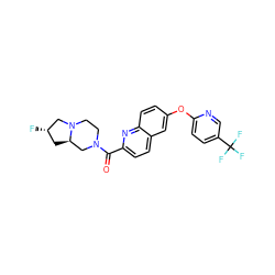 O=C(c1ccc2cc(Oc3ccc(C(F)(F)F)cn3)ccc2n1)N1CCN2C[C@@H](F)C[C@@H]2C1 ZINC001772608452