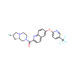O=C(c1ccc2cc(Oc3ccc(C(F)(F)F)cn3)ccc2n1)N1CCN2C[C@@H](F)C[C@H]2C1 ZINC001772603570