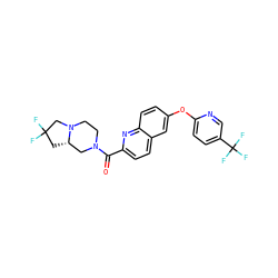 O=C(c1ccc2cc(Oc3ccc(C(F)(F)F)cn3)ccc2n1)N1CCN2CC(F)(F)C[C@H]2C1 ZINC001772641194