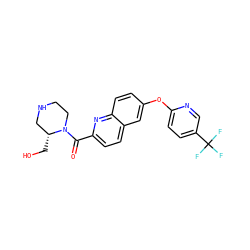 O=C(c1ccc2cc(Oc3ccc(C(F)(F)F)cn3)ccc2n1)N1CCNC[C@H]1CO ZINC001772592562